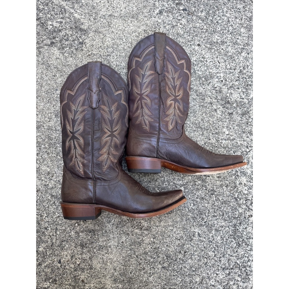 Stetson Casey Embroidered Snip Toe Cowboy  Boots Womens 8 Men's 7 Brown Leather